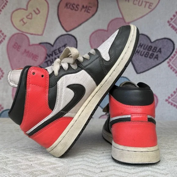 Jordan Women’s Athletic High-Top Sneakers in Black, White & Red - Picture 10 of 10